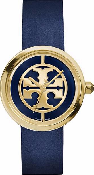 REVA WATCH, NAVY LEATHER/GOLD-TONE, 36 MM